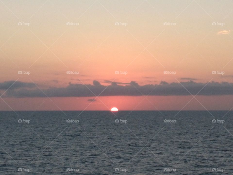 ocean sunset from a cruise ship