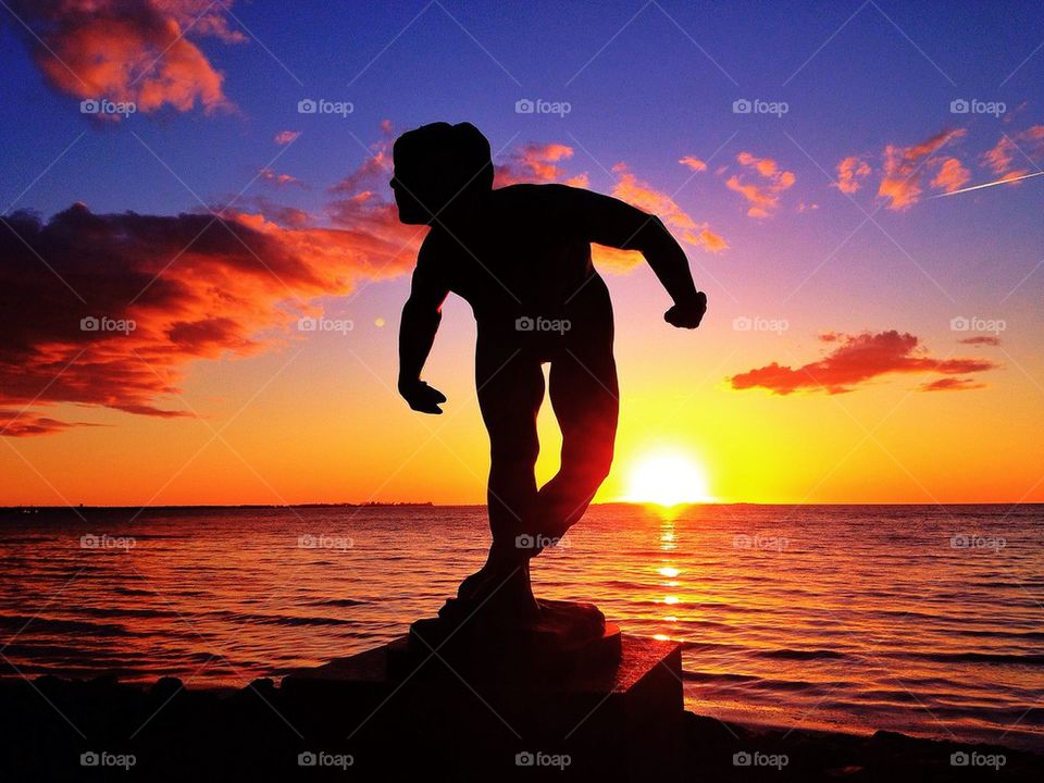 Sculpture in sunset