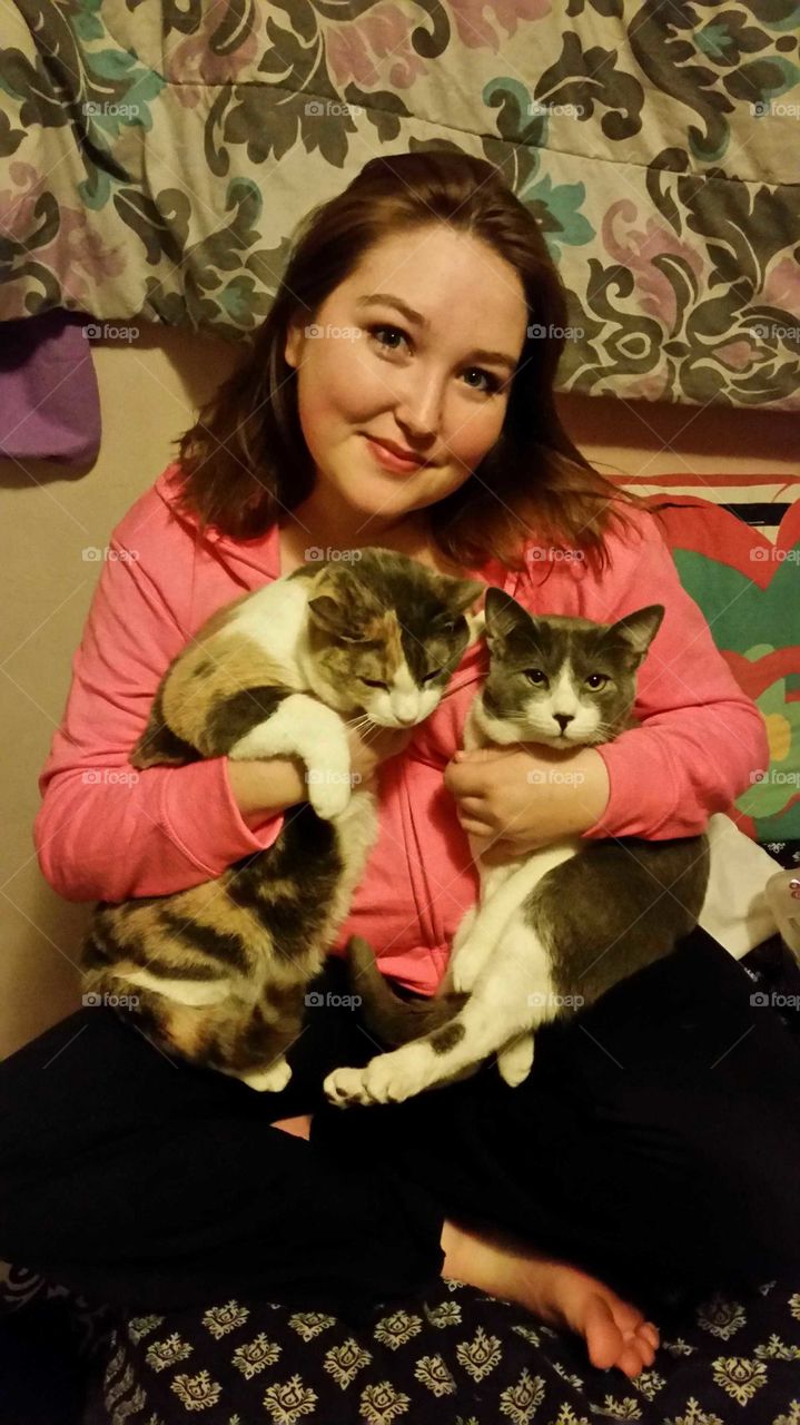 Me and my kitty cats. I love them very much.