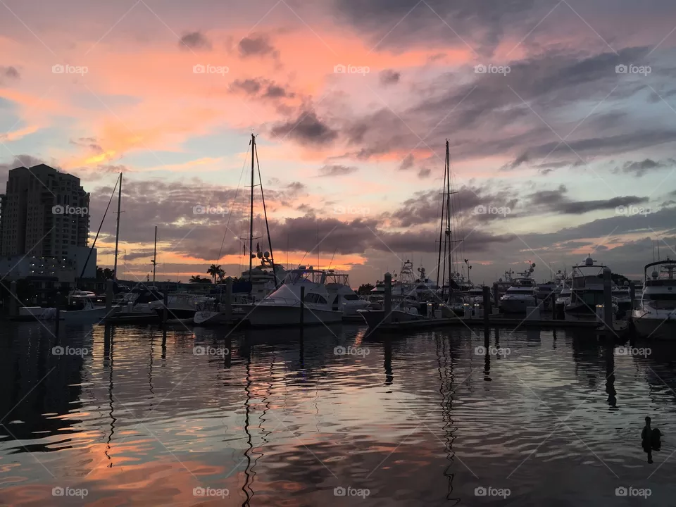 Water, Pier, Harbor, Sunset, Sea