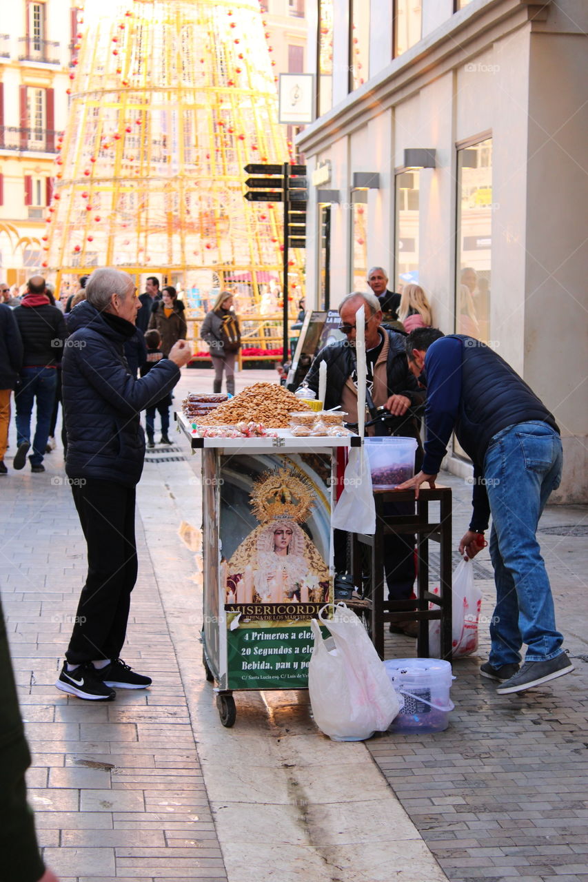 almonds selling on the street, Málaga