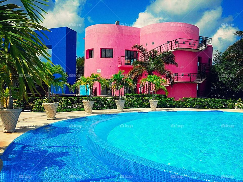 Vibrant Pool. Pool at Playa Mia Grand Beach Resort in Cozumel, Mexico- Summer 2015
