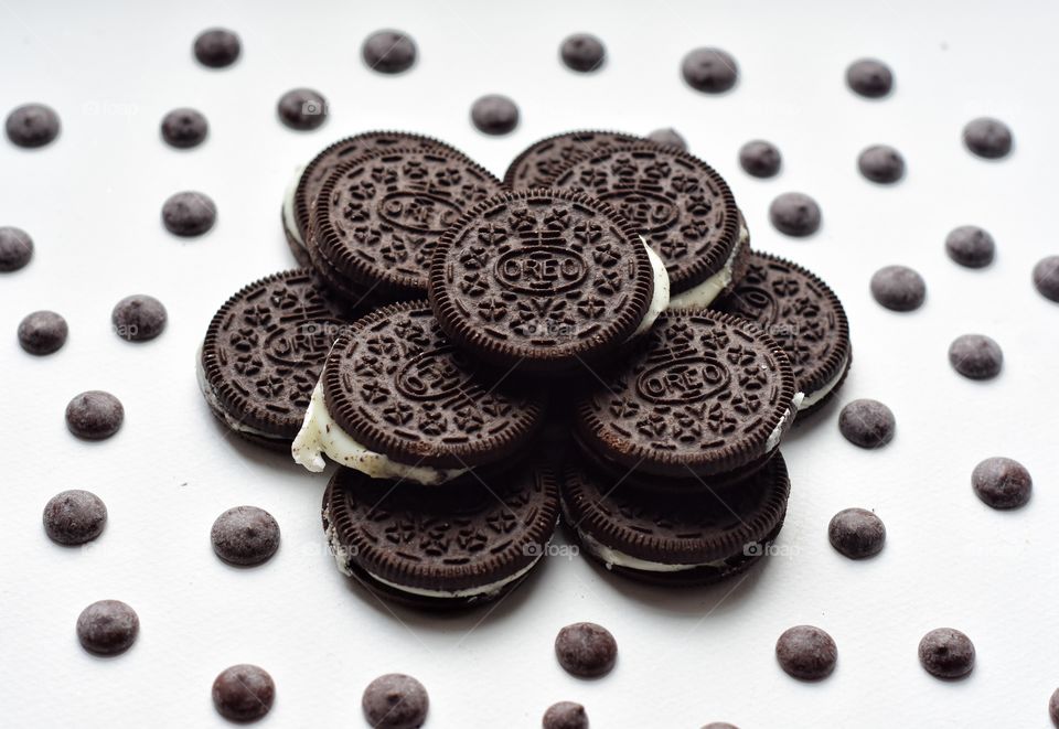 oreo cookies on white background