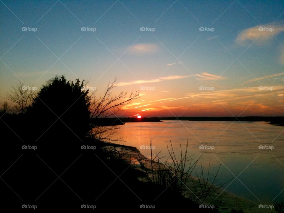 Sunset on the river. Leesburg, New Jersey. 