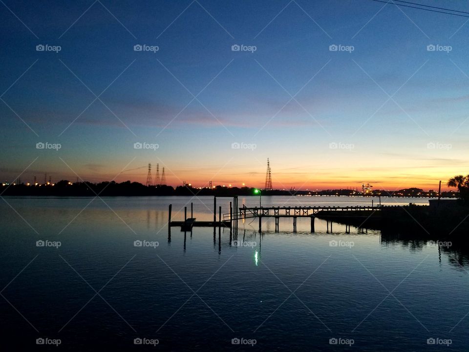 Water, Sunset, Reflection, River, Pier