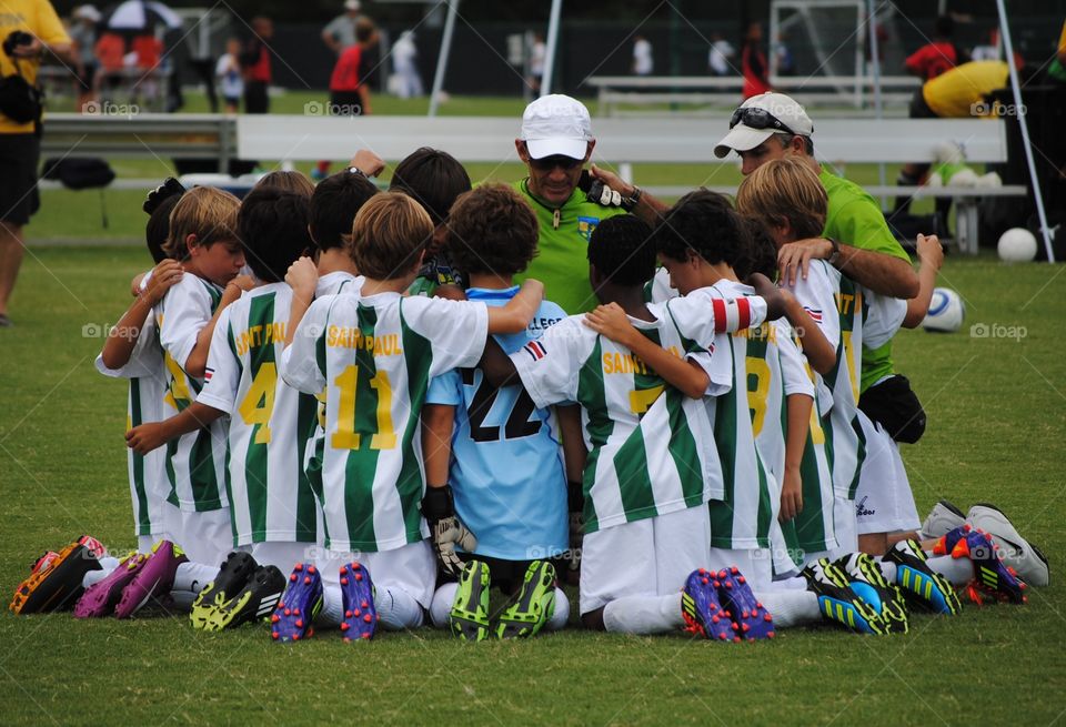 Praying before the soccer game