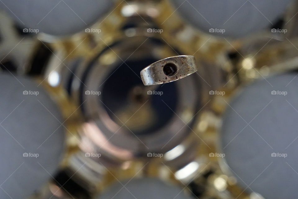 Details on a ceiling fan. 