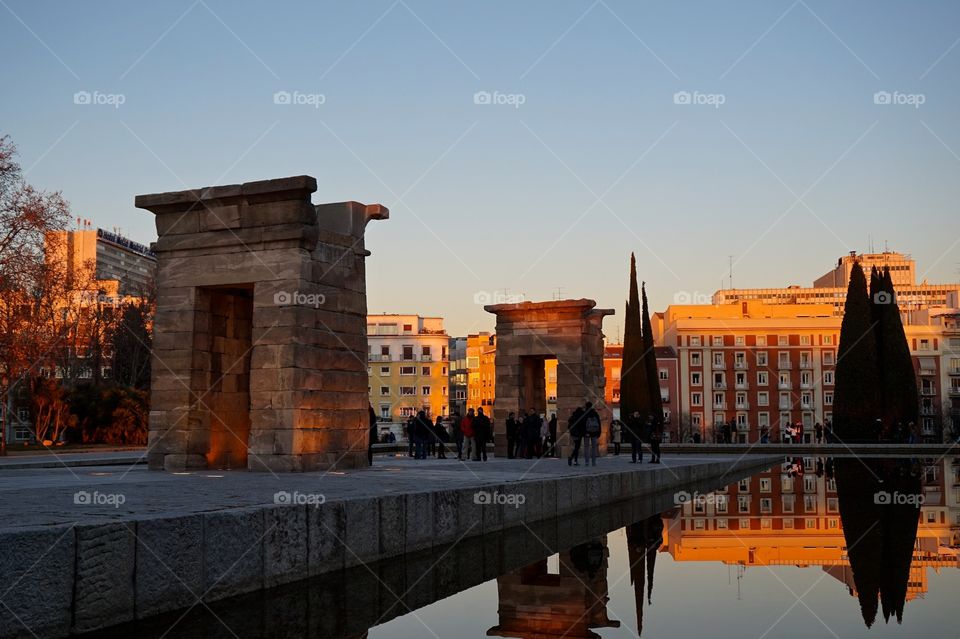 Dusk at Templo de Debod, Madrid, Spain 