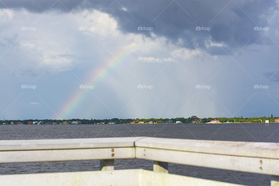  A rainbow forms as a storm passes