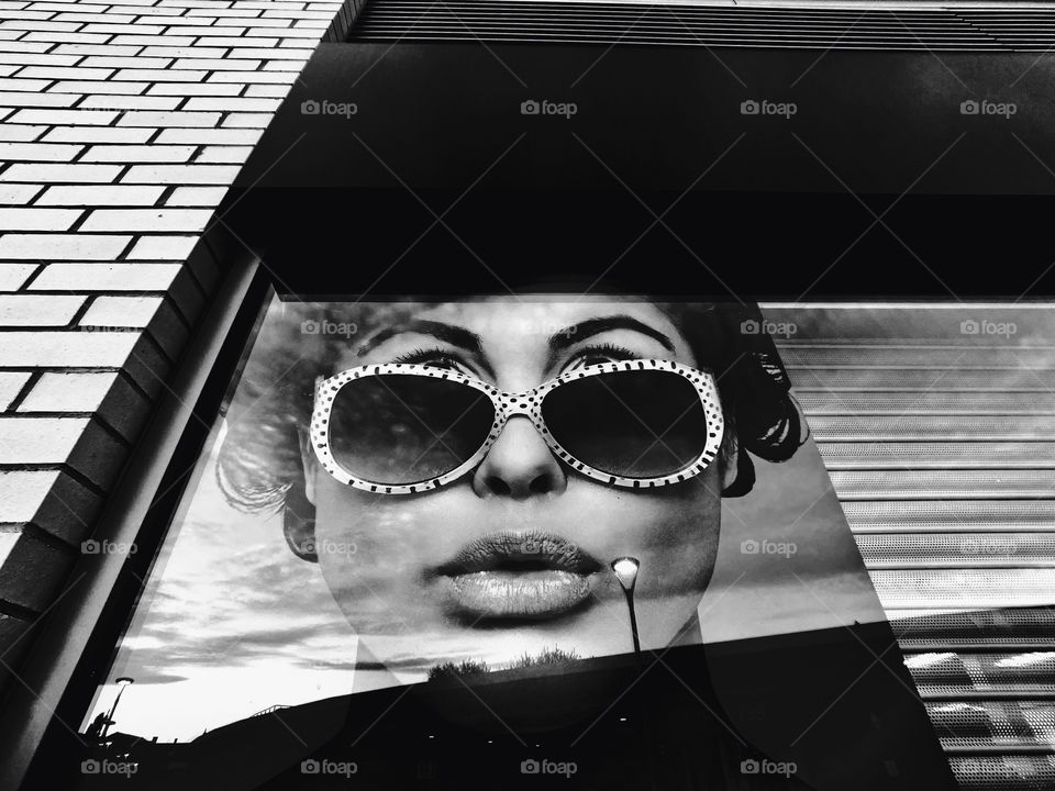 Poster portrait with reflections of the sky 