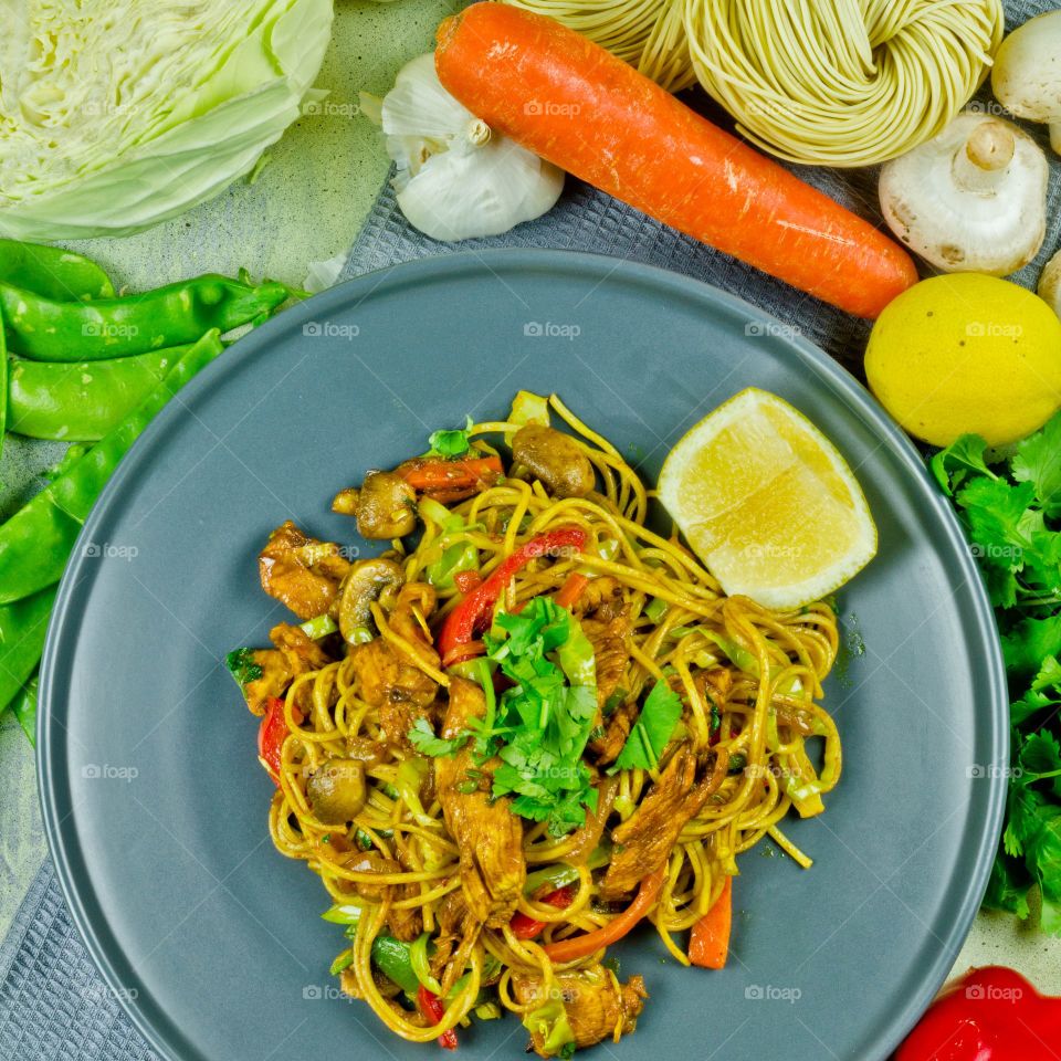 Chowmein from Kathmandu, Nepal. Fusion of Chinese and Nepalese.