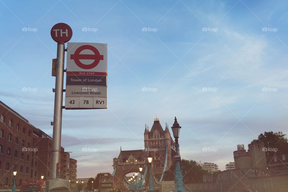 London Tower Bridge. London Tower Bridge - Bus Stop