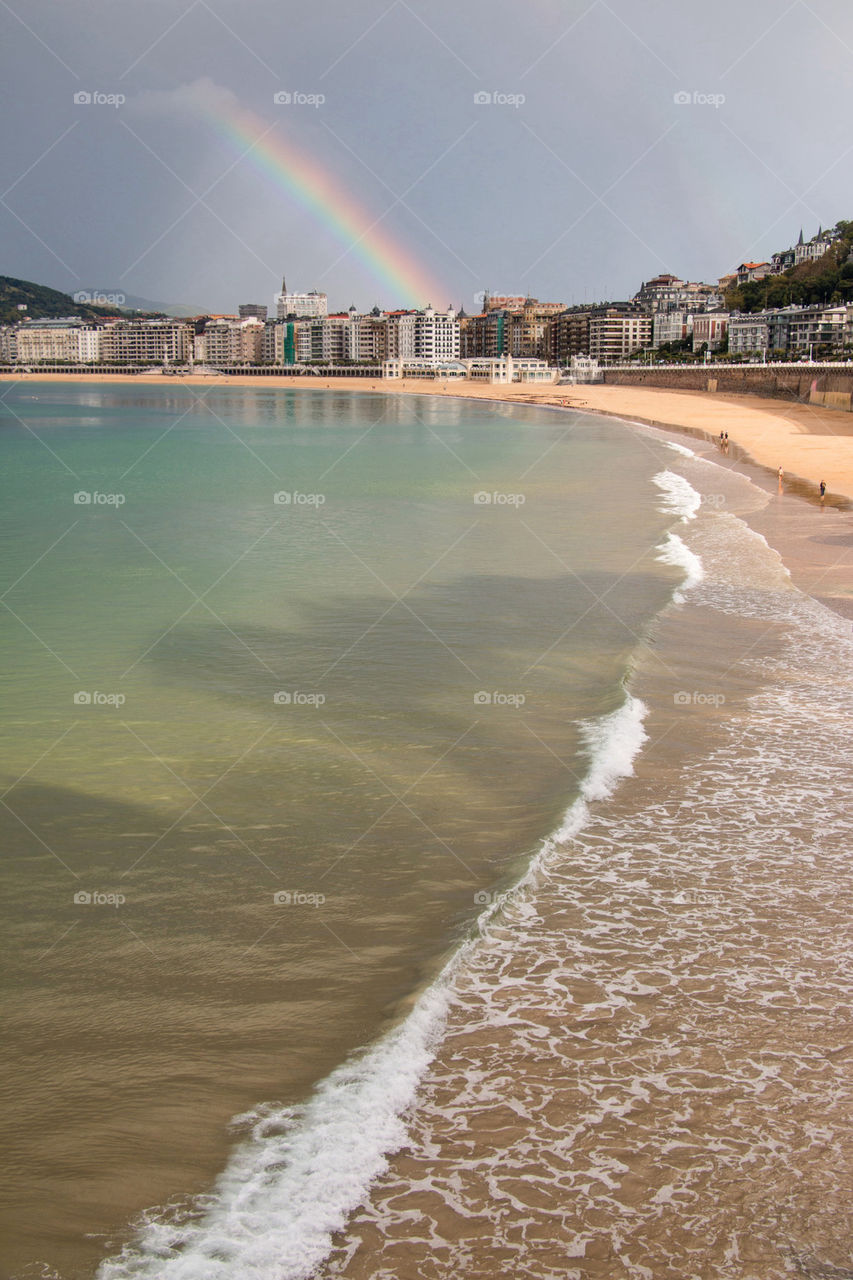 View of rainbow at beach