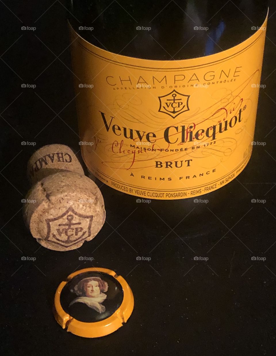 Veuve Clicquot Champagne - Bottle, Cork and Cap