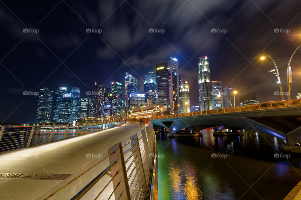 Colours of the Night: Singapore CBD from Marina Bay