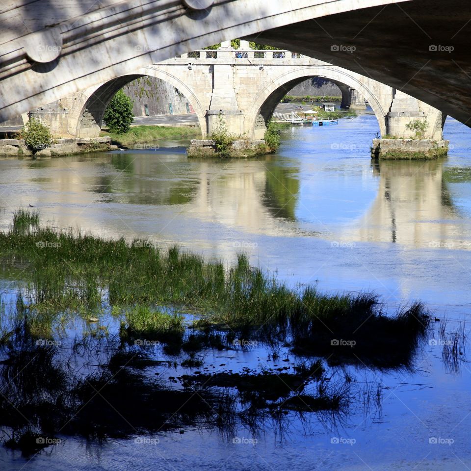 arches, reflections, shadows, bridges, water