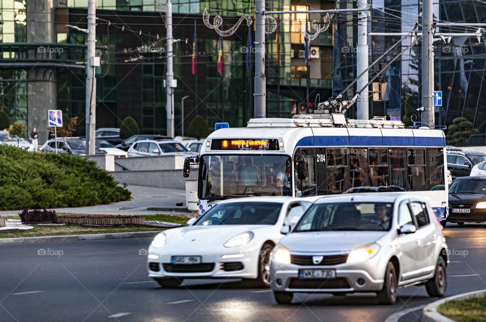 Evening traffic in the city