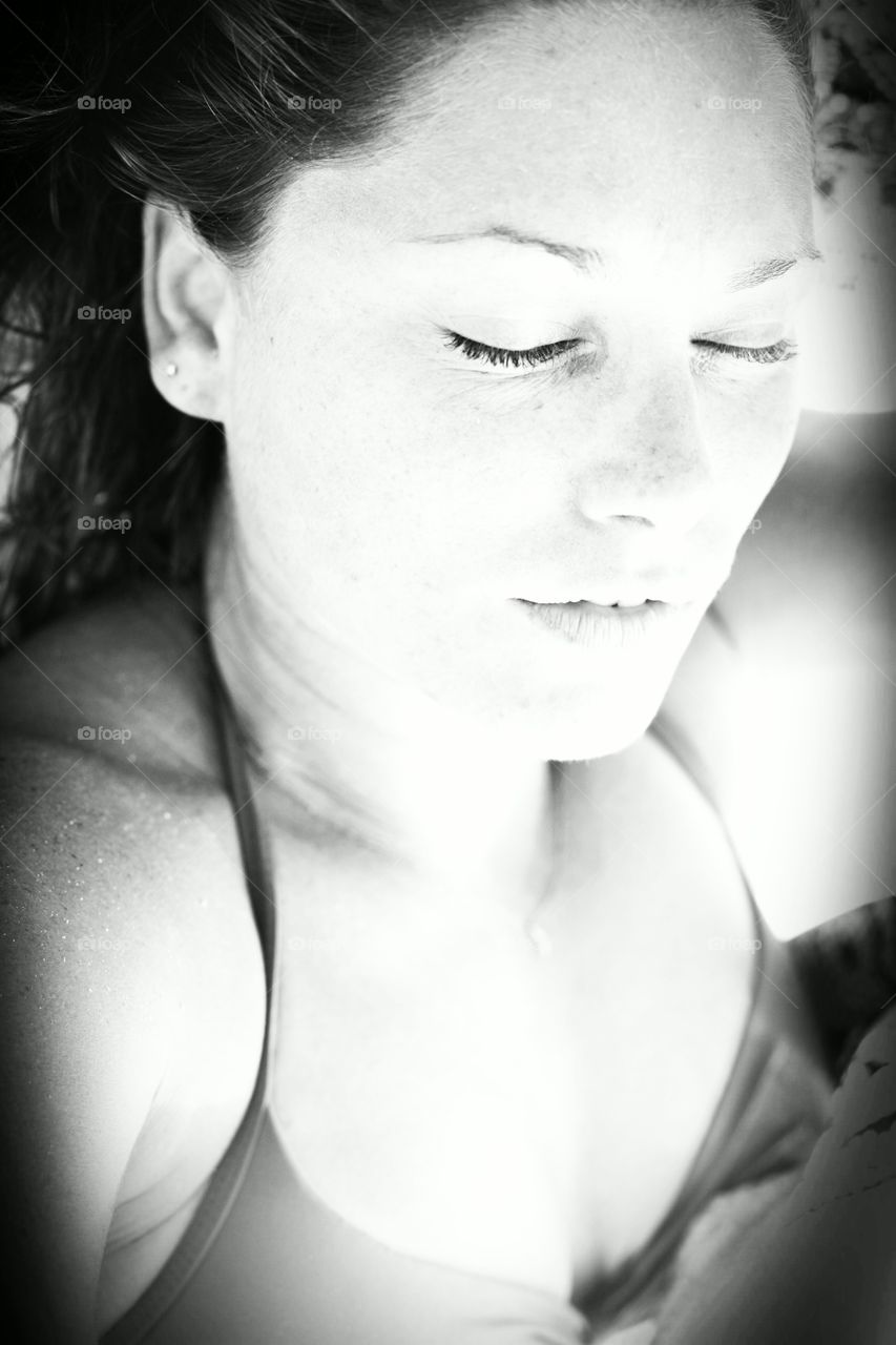 blackandwhite photo of a girl in bikini. young woman in a bikini on a beach black and white photography