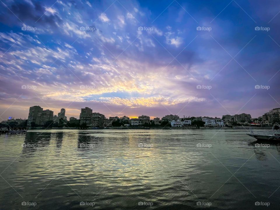 Cairo’s Nile Corniche at Sunset.