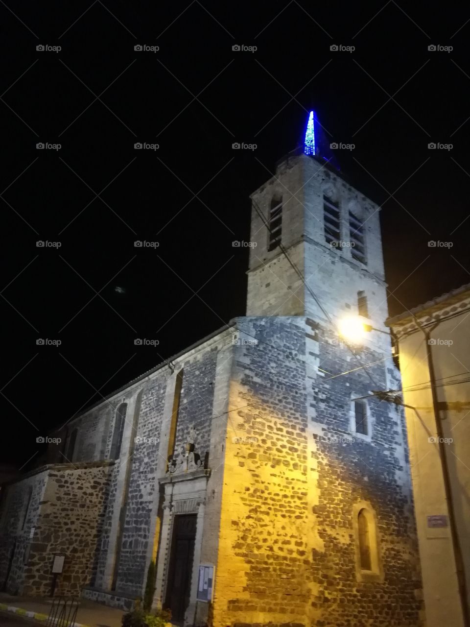 church south france bessan  night ufo lights