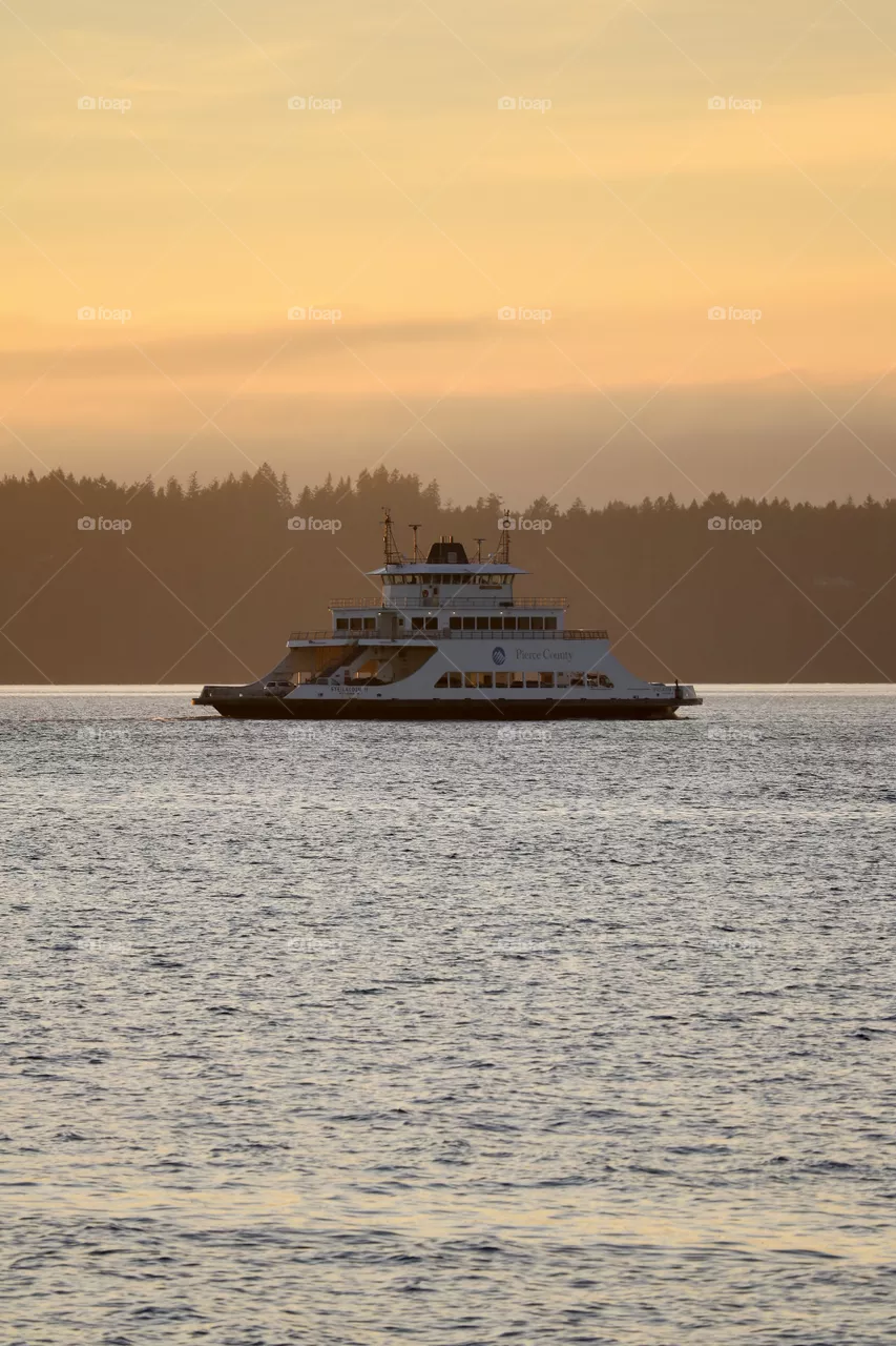Ferry at sunset