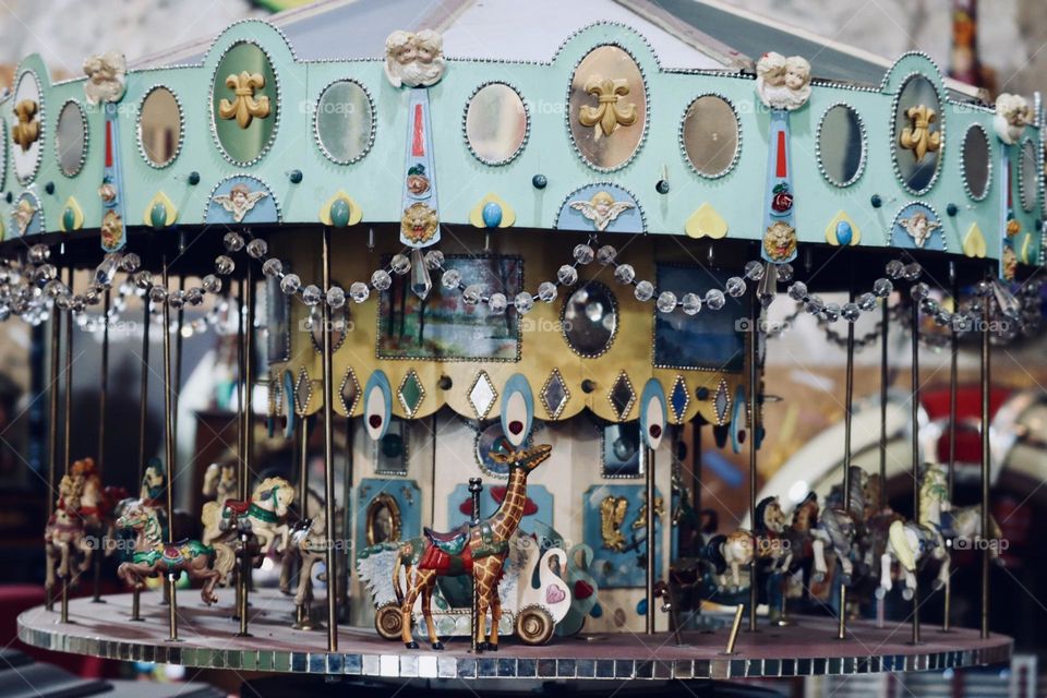Old Music box shape like carousel 