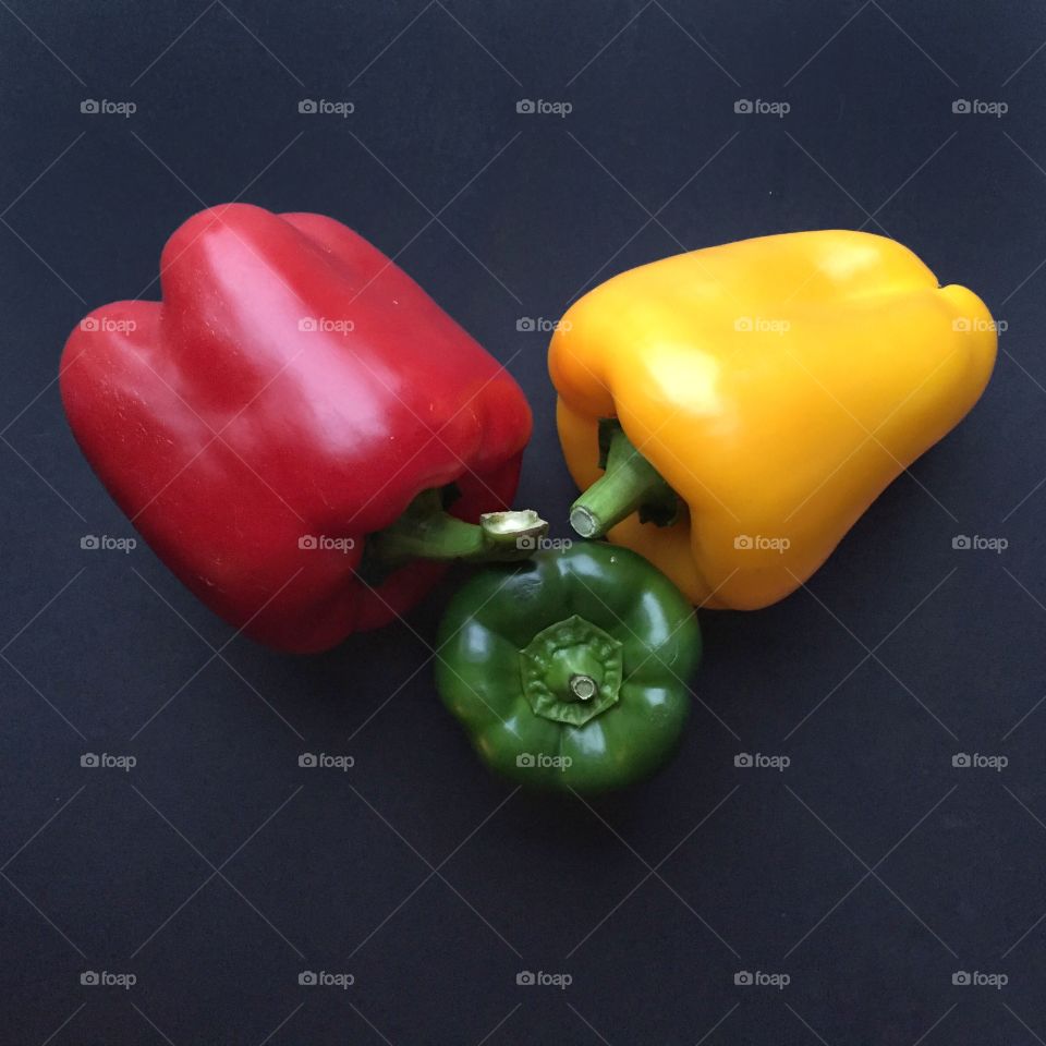 Yellow red and green bellpepper