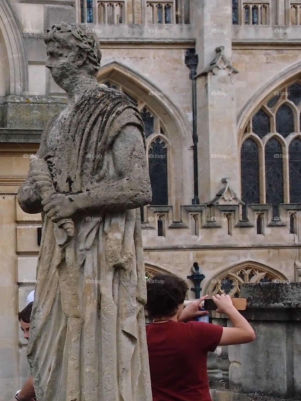 The grand architecture of the Roman Baths in Bath in England on a summer day during travels