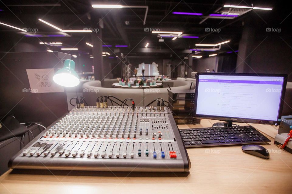 minimalistic desktop for a DJ and host during a holiday or corporate event