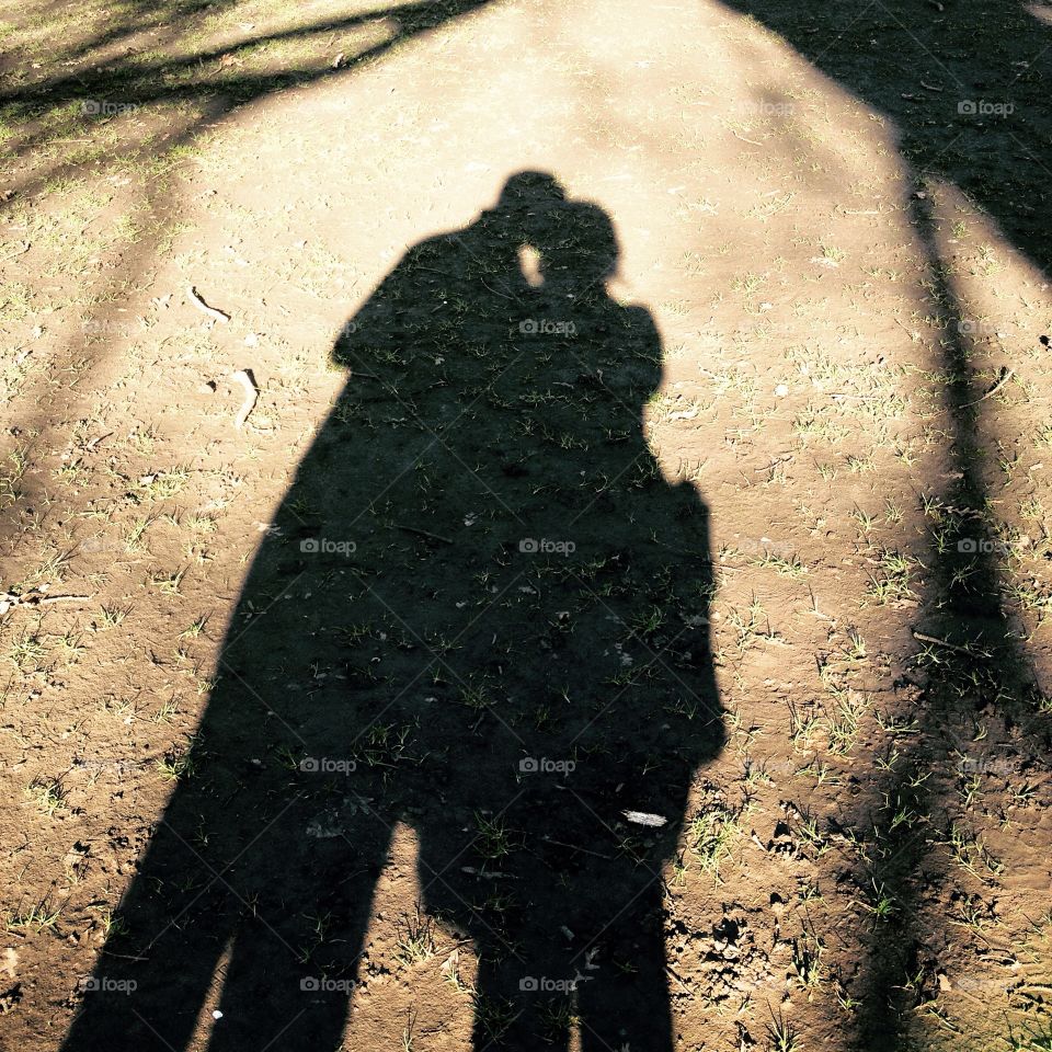 Shadows of Lovers. Shadows of lovers in the park