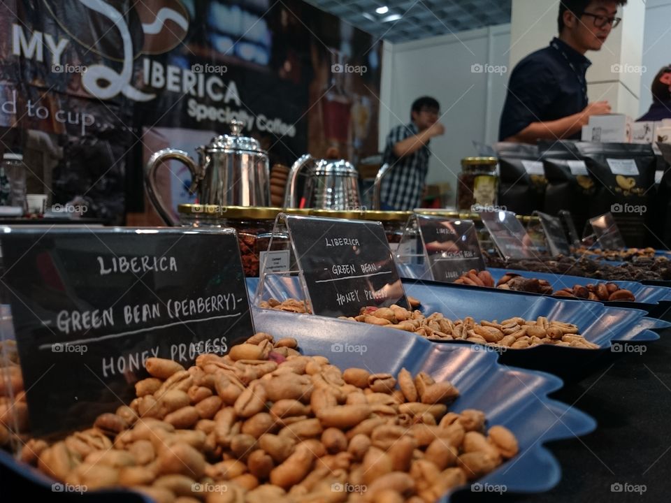 Coffee trade . people selling their every each origin coffee beans 