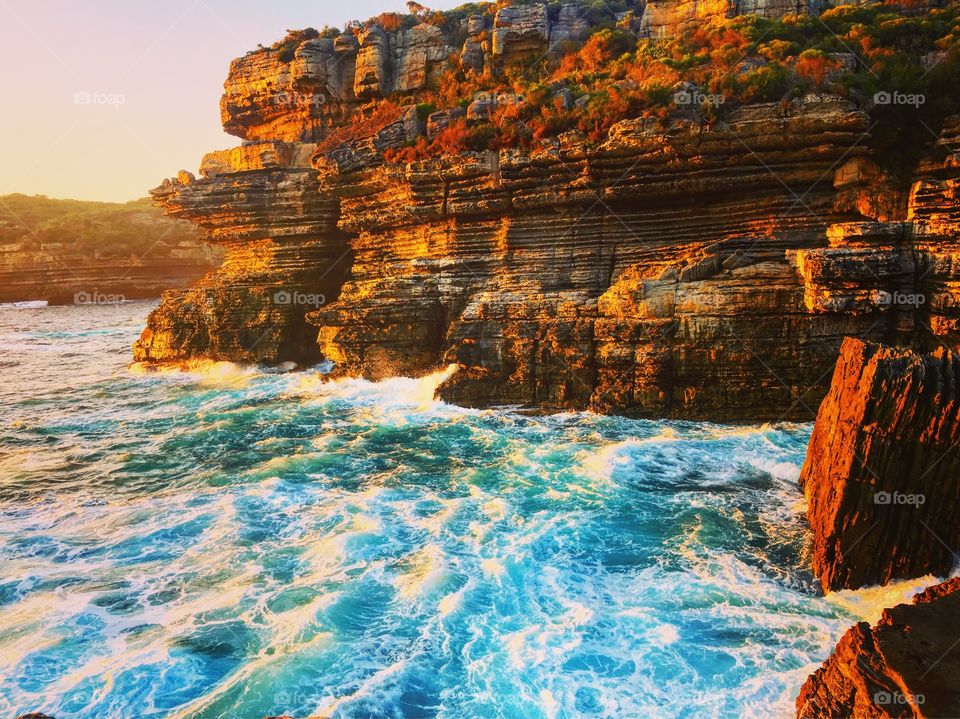Swirling seas and cliff edge Australia 