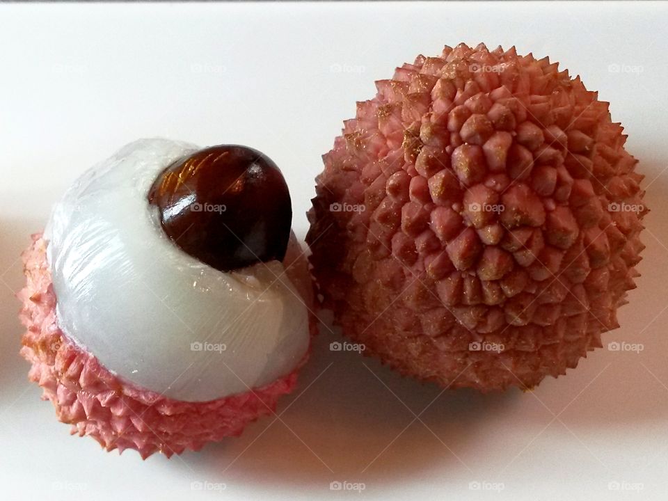 exotic delicious lychee in a macro shot
