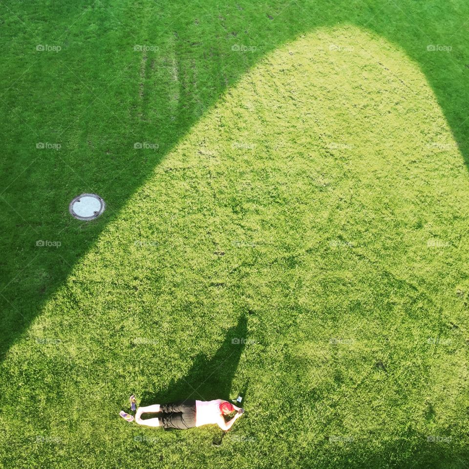 Lying on the lawn