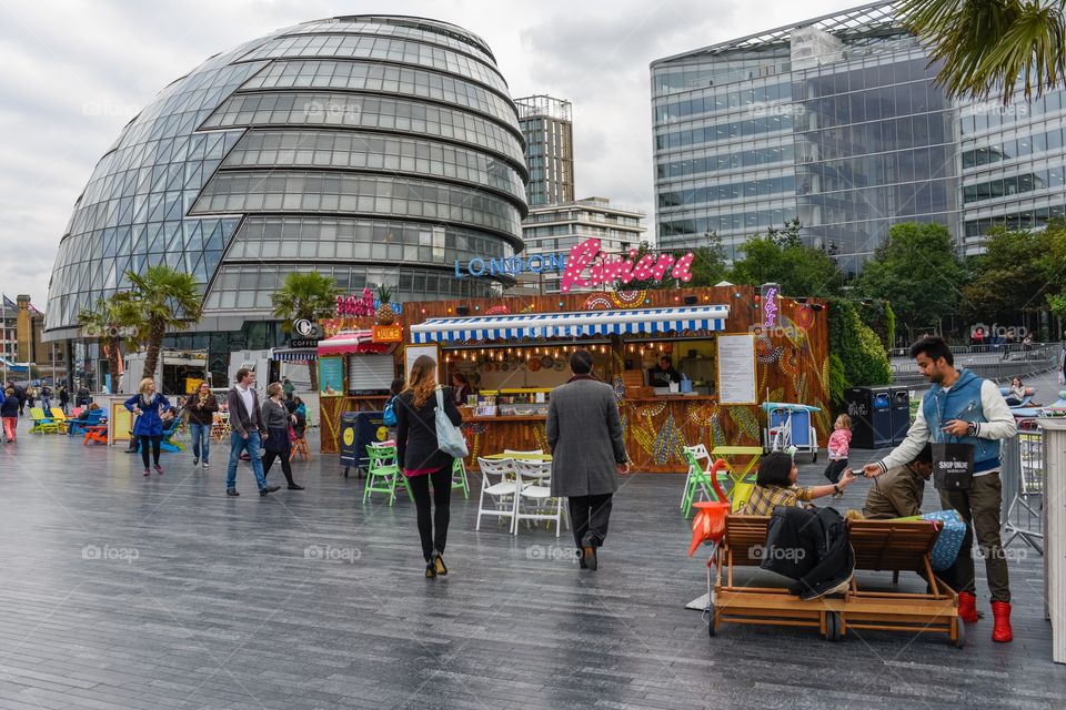 Market place outside City Hall in London.