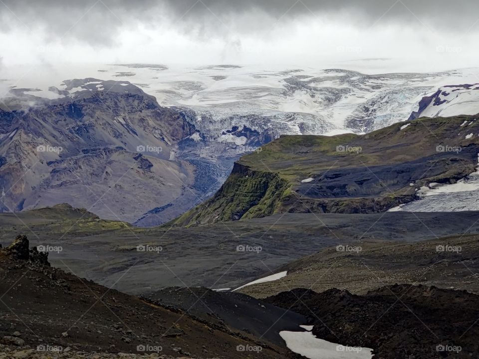 Mountain range with glacier during hiking trip in Iceland #nofilter #noedit