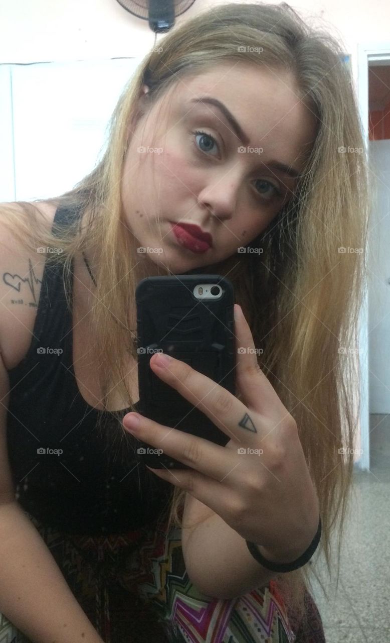 Blonde on the mirror 