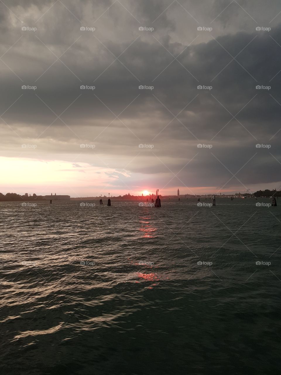 the beautiful sunset in Venice, very romantic and passionate, the city of love, perfect for valentines day and for couoles who fall in love. this is Venezia!