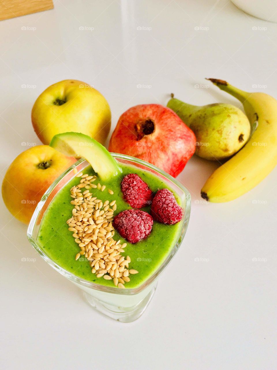 Morning cocktail made of fresh fruits.