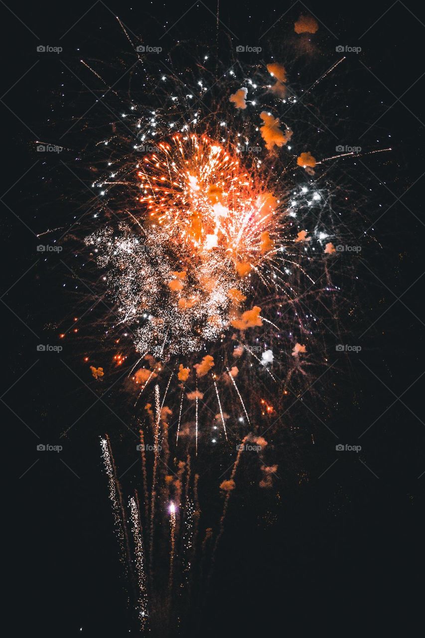 Firework display caught at the peak