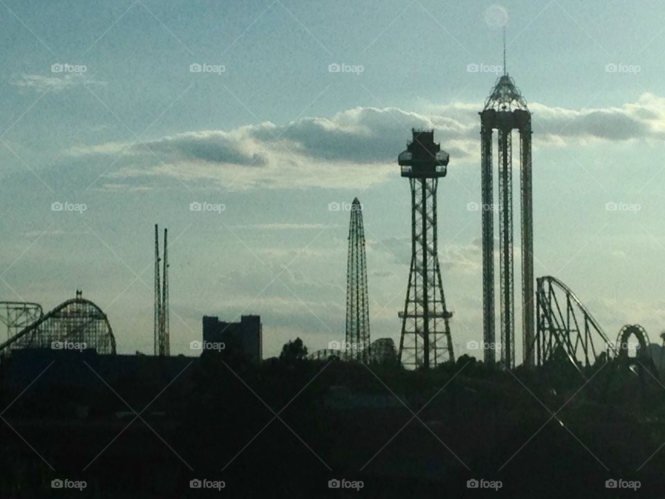 Silhouettes of fun. Silhouettes of rides at six flags