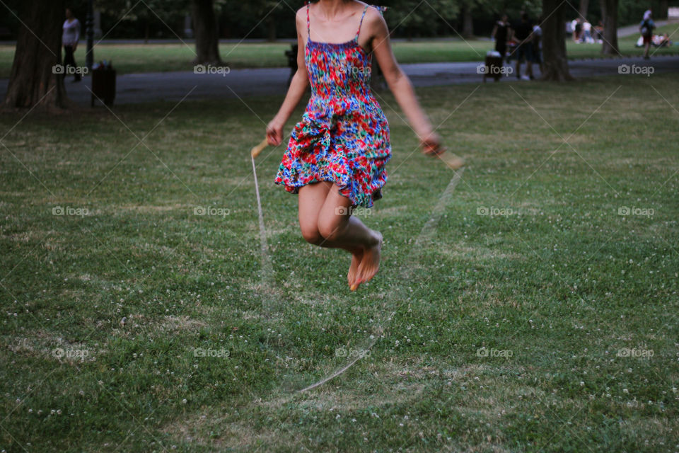 Jumping with a rope, summer fun