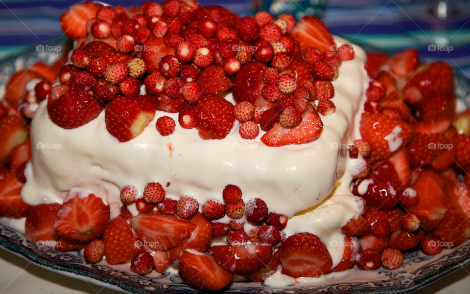 Strawberries and ice cream.