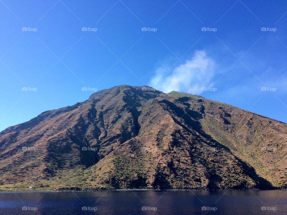Stromboli, a volcano that rises out of the ocean. 