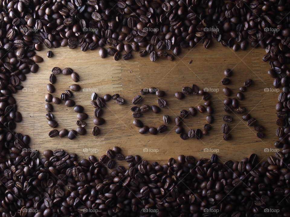 coffee beans spelled as break. coffee beans spelled as break