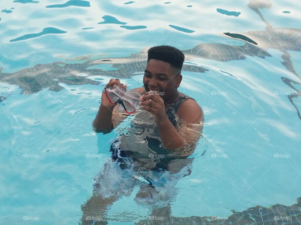 my son at the pool party