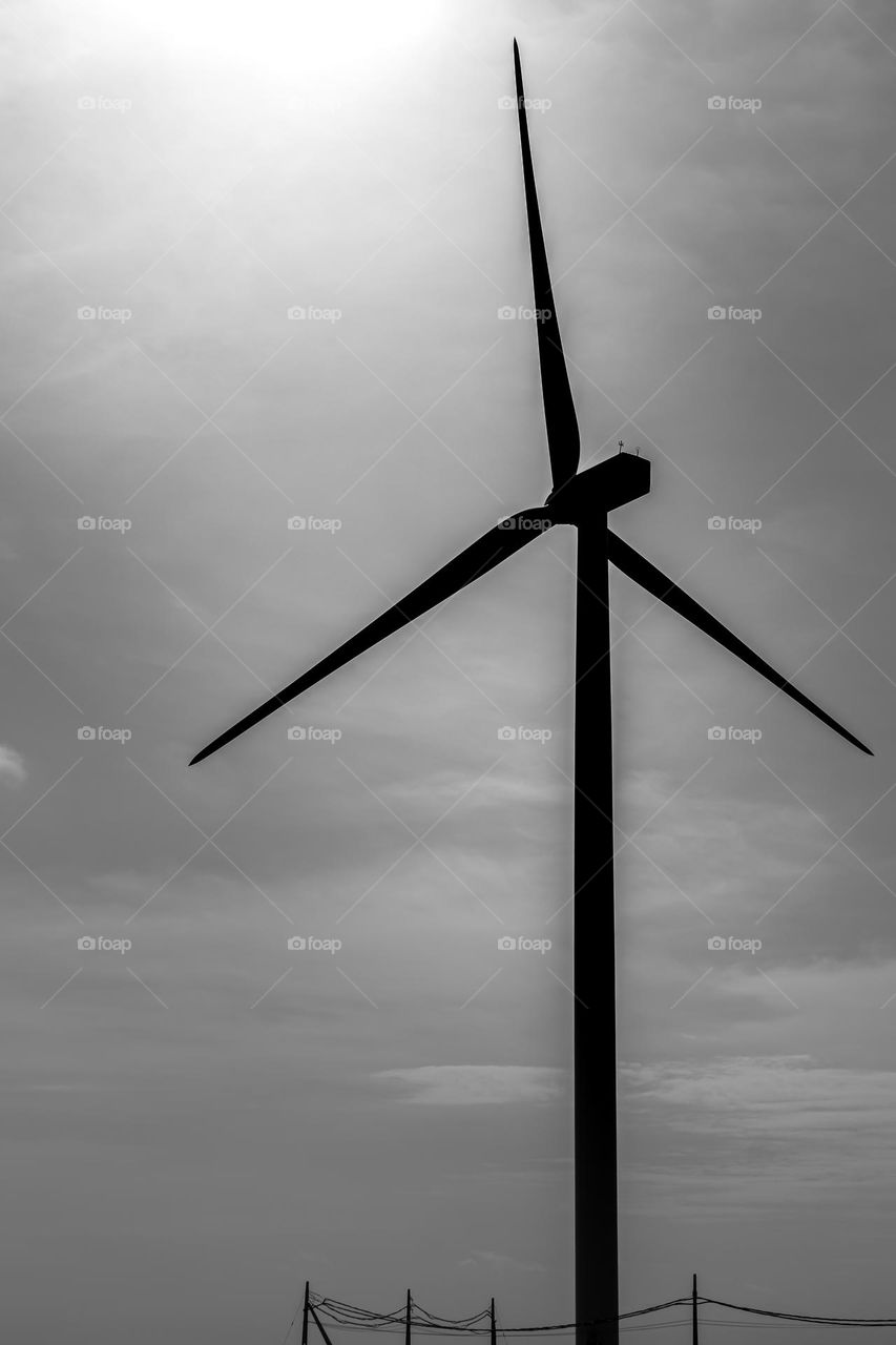 Wind turbine by the sea. Generating renewable energy to support the power requirement of Sri Lanka.