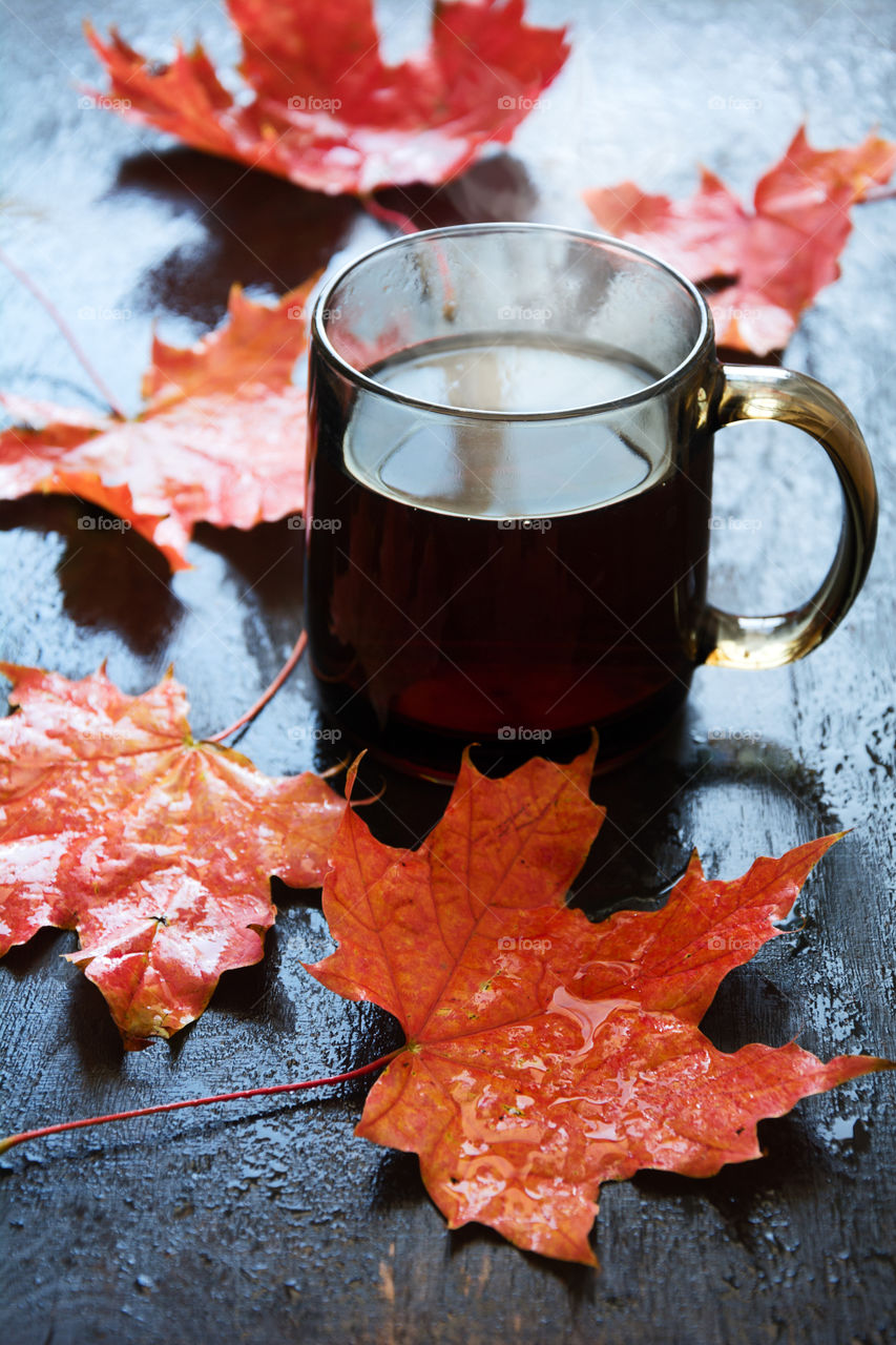 Herbal tea with maple leaf