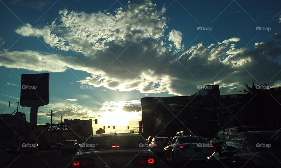 Car, Sunset, Vehicle, Road, Storm
