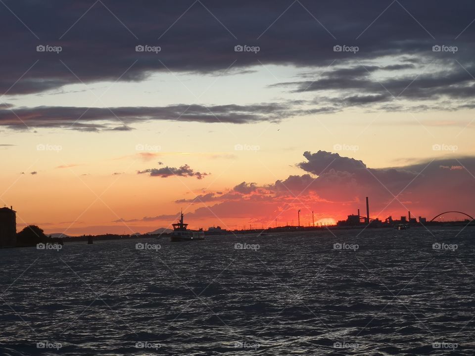 a beautiful sunset at the beach